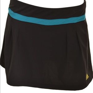 Adidas Black Tennis Skirt with Aqua stripe and shorts